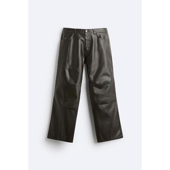 Zara Other - ZARA Washed Leather Effect Trousers - EU 42 (UK 32)